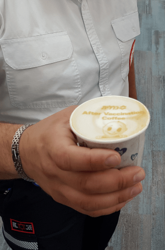 Printed Ripples Drink at Vaccination Center