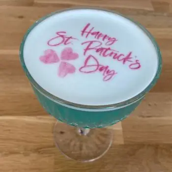 St Patricks' Day Message printed on a cocktail